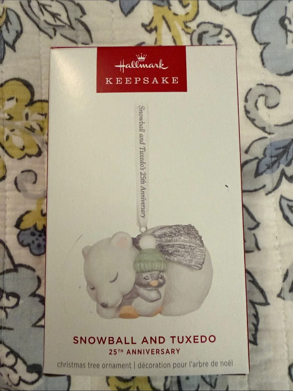 Hallmark White Polar Bear and Green-Hatted Penguin Ornament